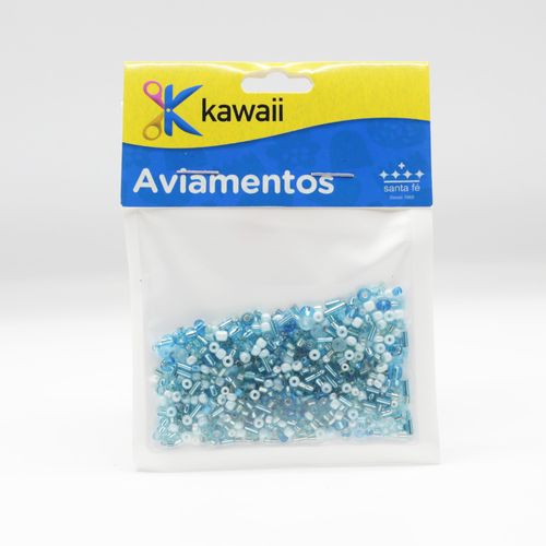 Miçanga Kawaii Canudinho Tons Azuis 7mm - 20g