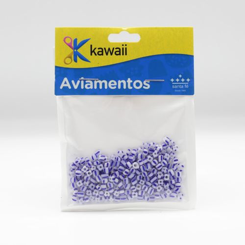Miçanga Kawaii Chinesa Jarada Branca e Azul 4mm - 20g