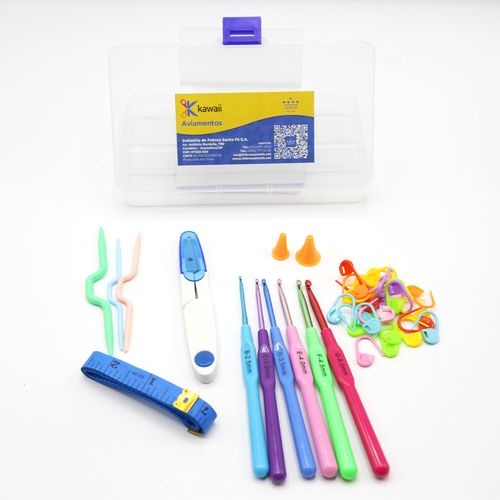Kit Croche Kawaii Agulha e Acessórios - 38 peças