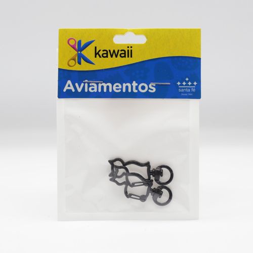 Chaveiro Kawaii Gato Preto 2 peças 16x40mm