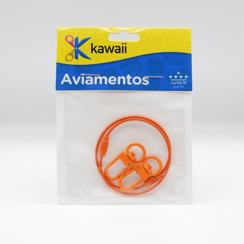 Chaveiro Kawaii Corda Aço Laranja inoxidável 2 peças 50mm
