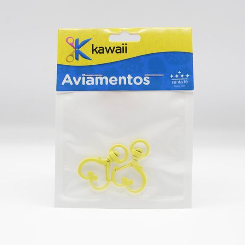 Chaveiro Kawaii Coração Amarelo 2 peças 16x34mm