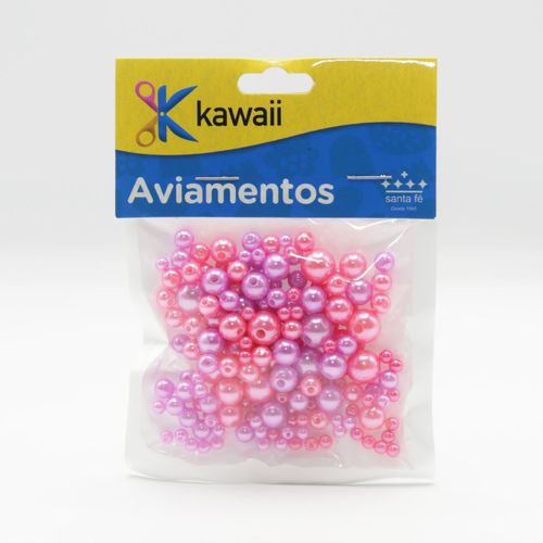 Pérola Mix Kawaii Rosa e Lilás 3, 5, 6 e 8mm