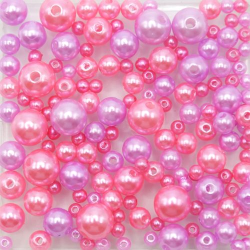 Pérola Mix Kawaii Rosa e Lilás 3, 5, 6 e 8mm