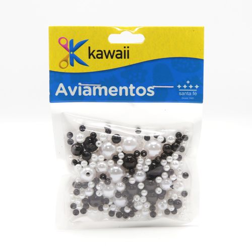 Pérola Mix Kawaii Preta e Branca Kawaii 3, 5, 6 e 8mm