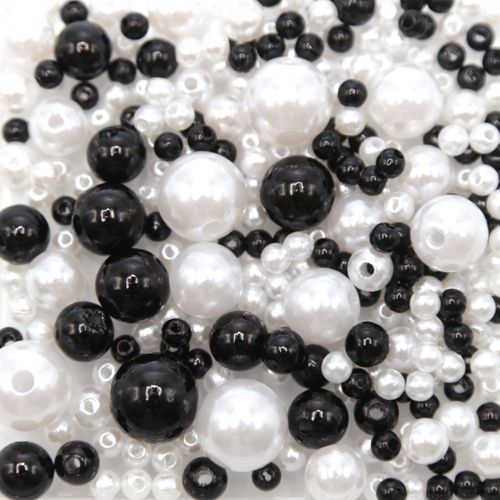 Pérola Mix Kawaii Preta e Branca Kawaii 3, 5, 6 e 8mm