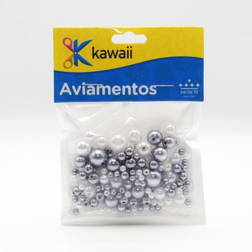 Pérola Mix Kawaii Cinza e Branco 3, 5, 6 e 8mm