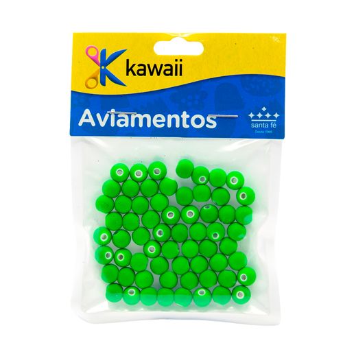 Pérola Emborrachada Fosca Kawaii Verde Neon 6mm - 20g