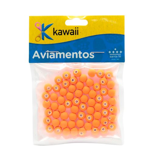Pérola Emborrachada Fosca Kawaii Laranja Neon 6mm - 20g