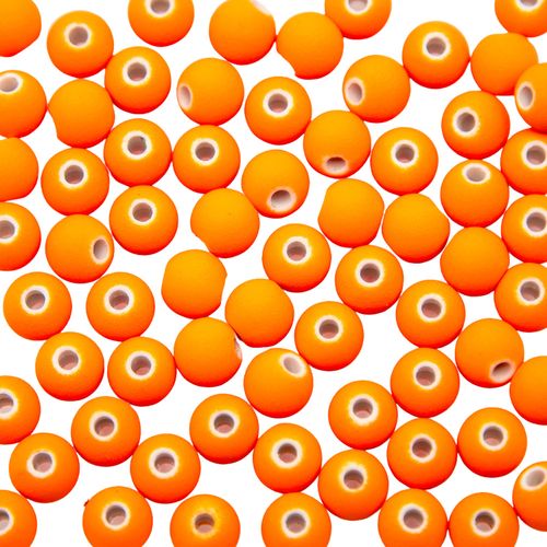 Pérola Emborrachada Fosca Kawaii Laranja Neon 6mm - 20g
