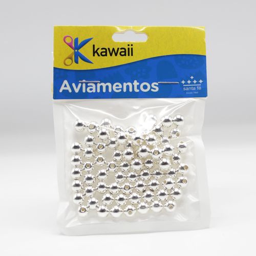 Pérola Kawaii com furo Prata 6mm - 20g