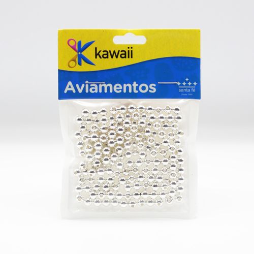 Pérola Kawaii com furo Prata 4mm - 20g