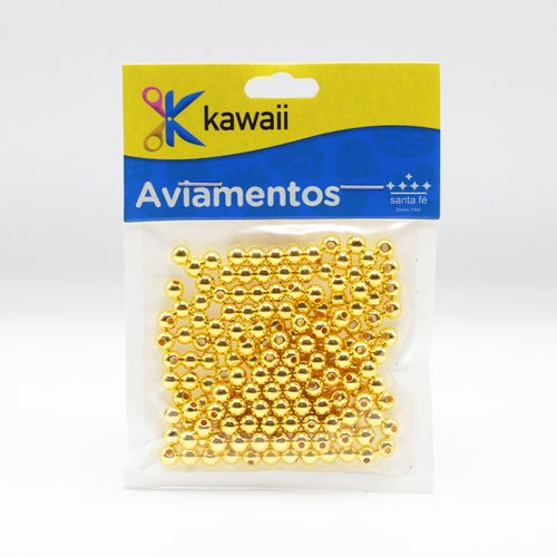 Pérola Kawaii com furo Dourada 4mm - 20g