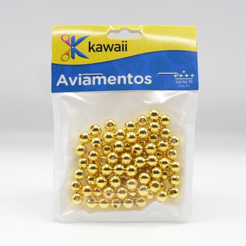 Pérola Kawaii com furo 6mm Dourada 6mm - 20g