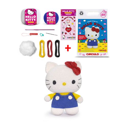 Coleção Amigurumi Círculo Hello Kitty Jardineira Azul