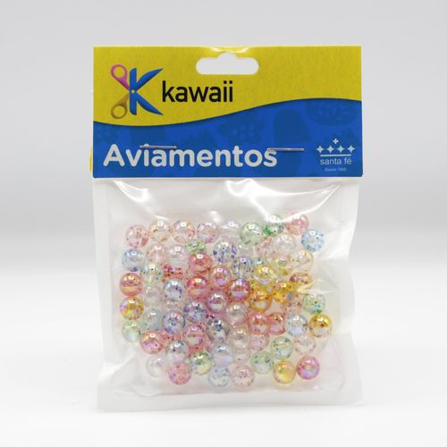 Bola Translucida Kawaii Irasada Cristal Colorida com Glitter 6mm - 20g