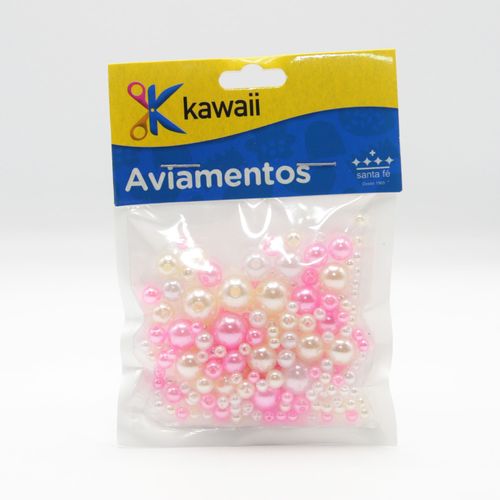 Pérola Mix Kawaii Rosa Claro e Pérola 3, 5, 6 e 8mm