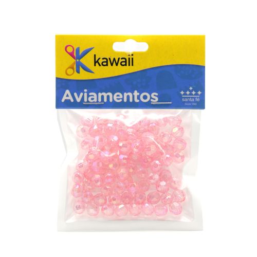 Bola Kawaii Translucida Sextavada Rosa Furtacor 6mm - 20g