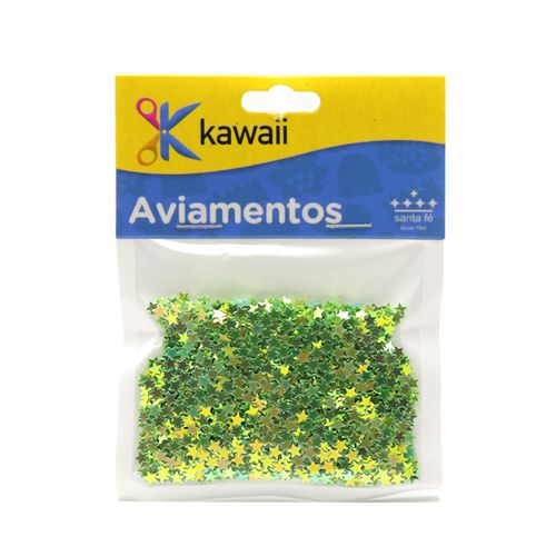Aplique Kawaii Mini Metalizado Estrela Verde - 15g