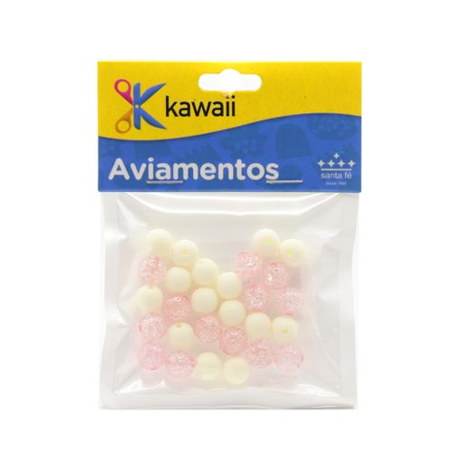 Pérola Abs Translucida Rosa e Creme 8mm - 20g