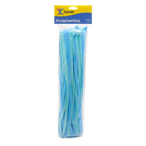 Haste de Chenille Kawaii Tons Azuis 30cm - 20g