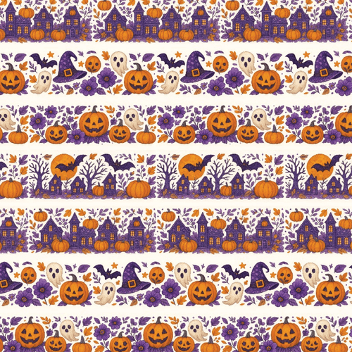 Feltro Estampado Santa Fé Halloween Barrados - 50 x 70 cm