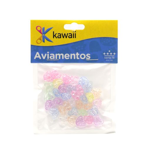 Miçanga Kawaii Coraçao Translucida Candy Colorida 10mm - 15g