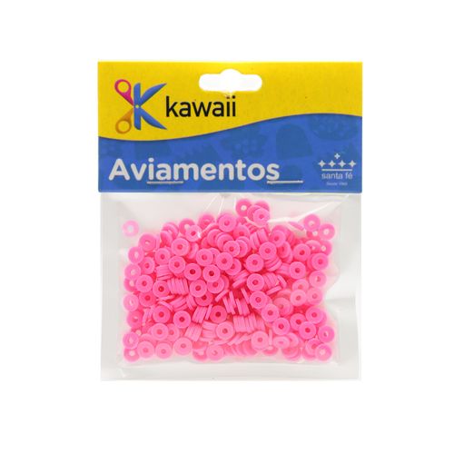 Miçanga Kawaii Emborrachada Disquinho Rosa Citrico 6mm - 20g