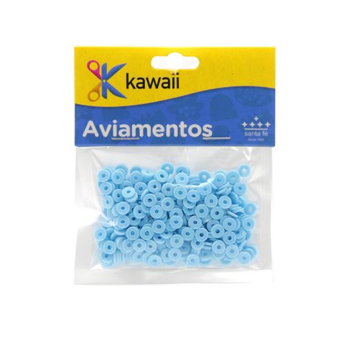Miçanga Kawaii Emborrachada Disquinho Azul Claro 6mm - 20g