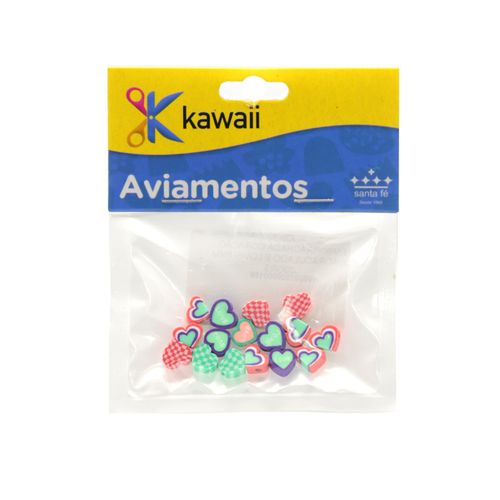 Miçanga Kawaii Emborrachada Coração Quadraculado e Love 8mm - 20g