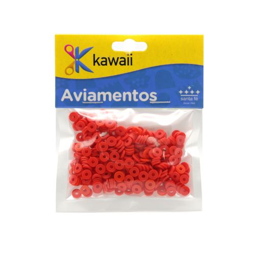 Miçanga Kawaii Emborrachada Disquinho Vermelho 6mm - 20g