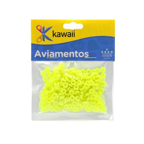 Miçanga Kawaii Emborrachada Disquinho Amarelo Candy 6mm - 20g