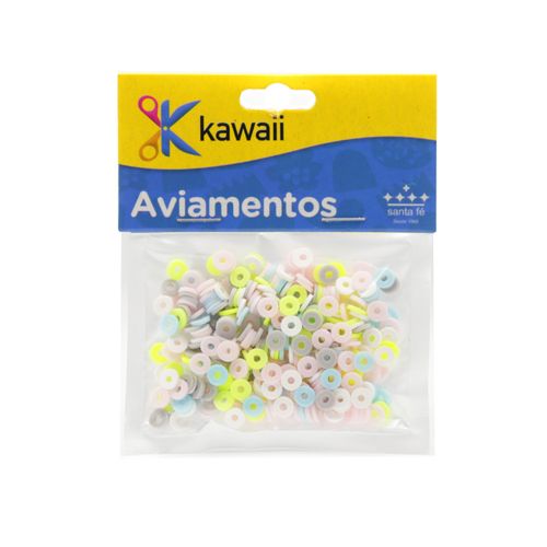 Miçanga Kawaii Emborrachada Disquinho Cores Diversas Claras 6mm - 20g