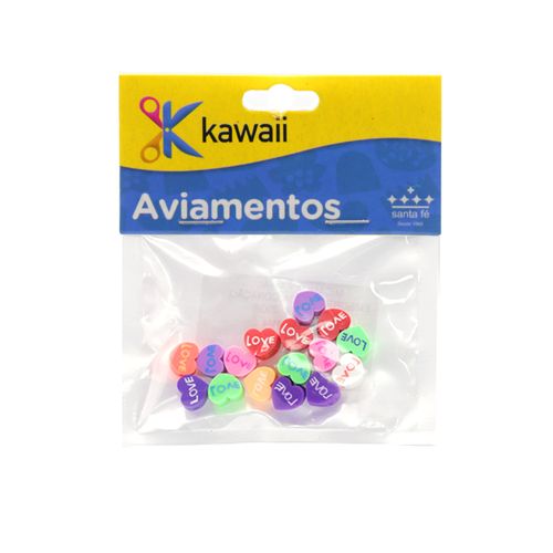 Miçanga Kawaii Emborrachada Coração Love 9mm - 20g