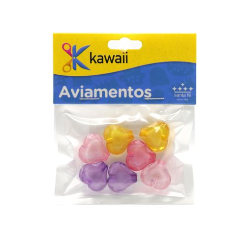 Conta Kawaii Coraçao Color Miolo Branco 18mm - 20g