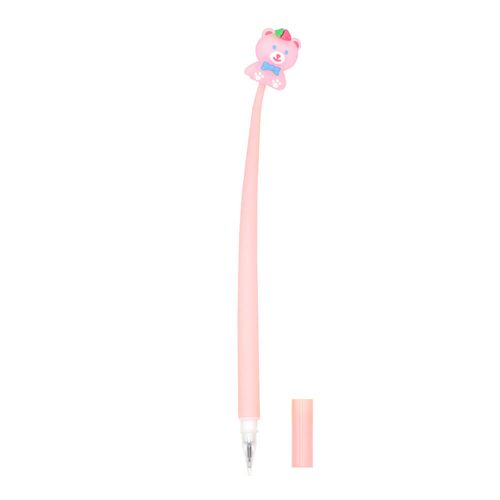Caneta kroma Gel urso transparente rosa 0.5mm - preta