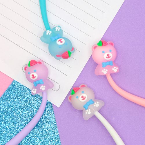 Caneta Kroma Gel Urso Transparente Lilás 0.5mm - Preta