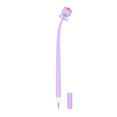 Caneta Kroma Gel Urso Transparente Lilás 0.5mm - Preta