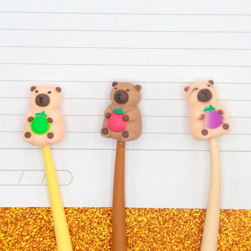 Caneta kroma Gel capivara marrom  0.5mm - azul