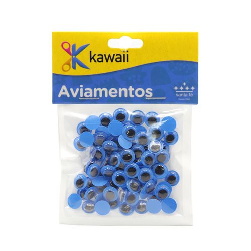 Olho Movél Kawaii Fundo Azul 1,4cm