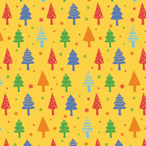 Feltro Estampado Santa Fé Pinheiro Encatados fundo amarelo - 50 x 70cm