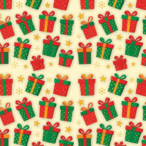 Feltro Estampado Santa Fé Presentes Natalinos Bege - 50 x 70 cm