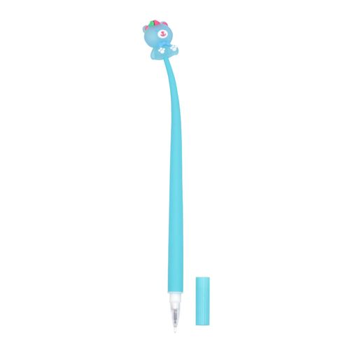 Caneta Kroma Gel Urso Transparente Azul 0.5mm - Preta