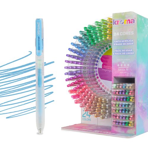 Caneta Kroma Gel Art Tinta Acrílica Azul Pastel