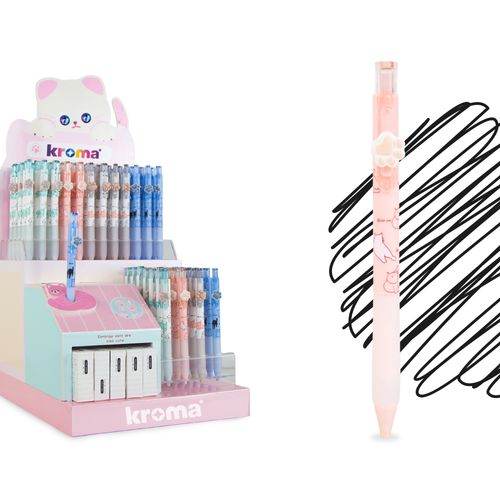 Caneta Kroma Gel Candy Color Cat Cat Rosa - Tinta Preta