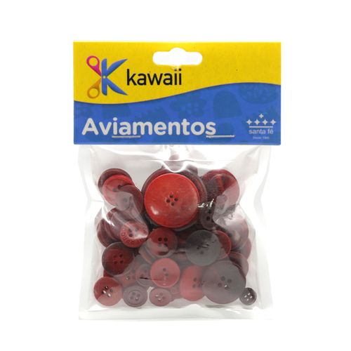 Botões Kawaii Tamanhos Diversos Tons Vermelho Escuro