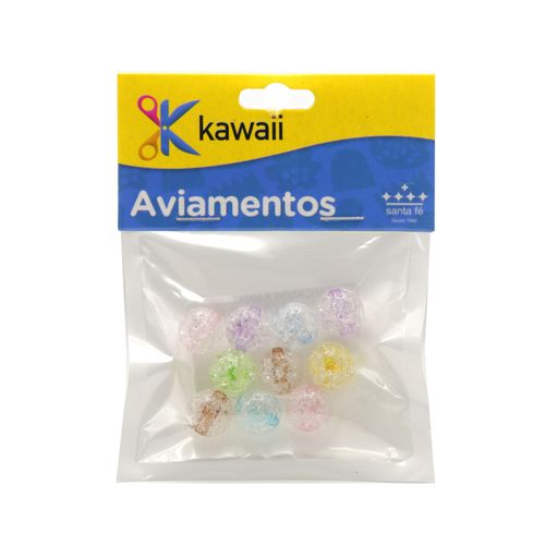 Miçanga Kawaii Translucida Craquelado Color -12mm - 20g