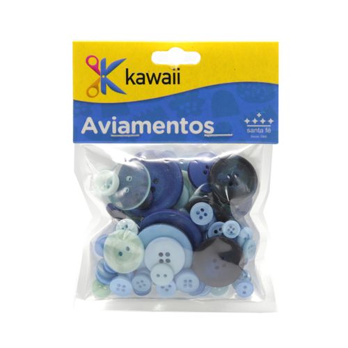 Botões Kawaii Tamanhos Diversos Tons Azul Escuro