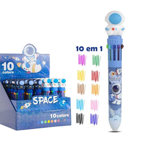 Caneta Kroma Esferográfica 10 cores Astronauta Branco