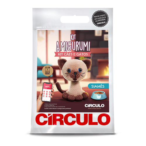 Kit Amigurumi Círculo Cães e Gatos - Siames